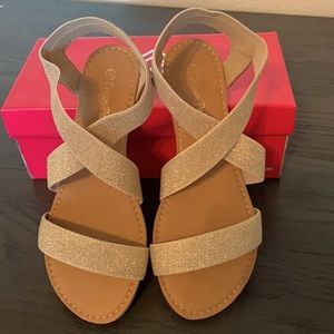 gold sparkly sandals